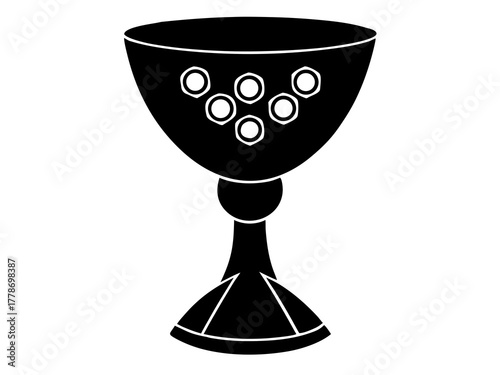 chalice with gemstones simple black silhouette vector