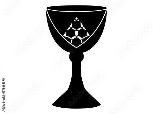 chalice with gemstones simple black silhouette vector
