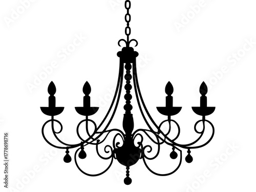 elegant chandelier black silhouette vector illustration