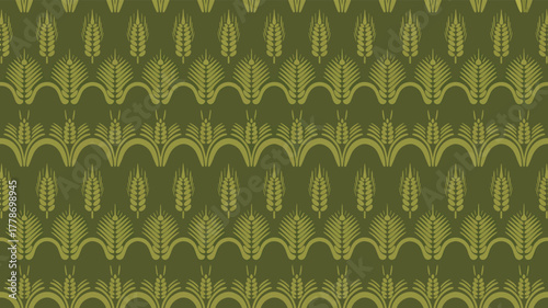 Seamless pattern of stylized wheat stalks in a repeating motif