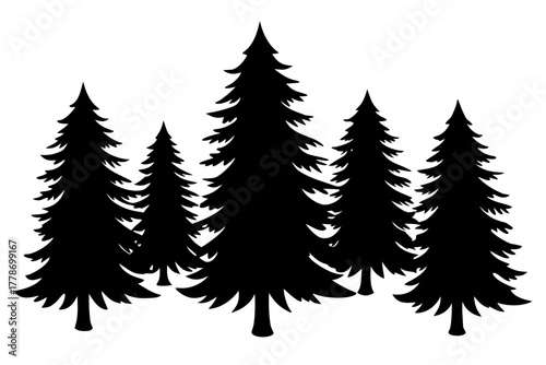 pine trees black silhouette vector,pine trees icon