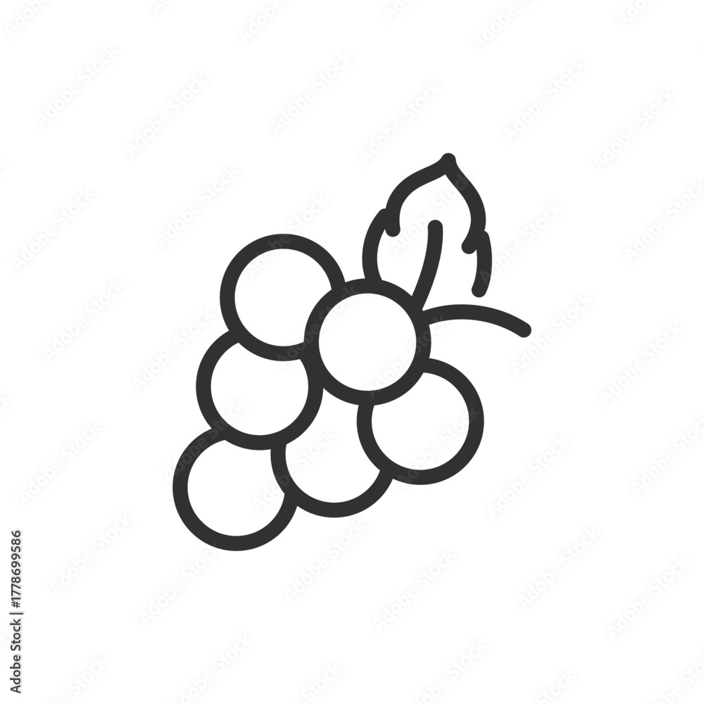 Fototapeta premium Bunch of grapes, linear icon. Fruit and natural food symbol. Line with editable stroke.