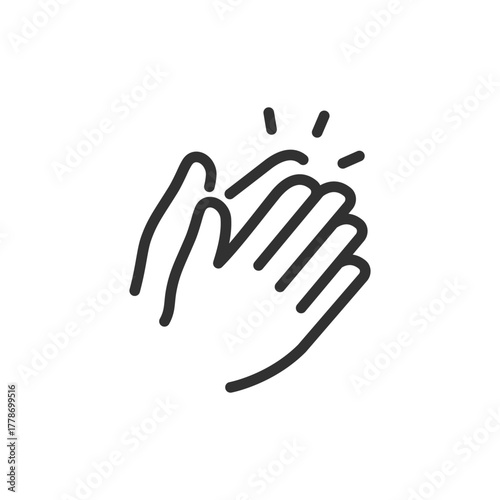 Clapping hands, linear icon. Applause and appreciation gesture. Line with editable stroke.