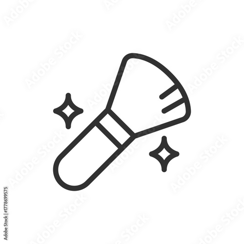 Makeup brush, linear icon. Cosmetic beauty and facial care tool. Line with editable stroke.