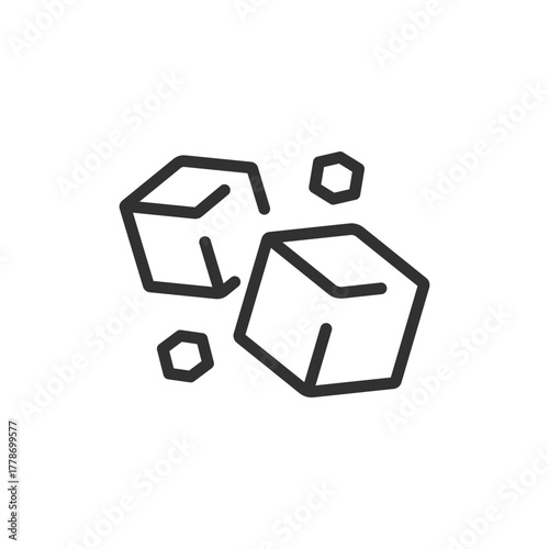 Sugar cubes, linear icon. Sweet food ingredient and carbohydrate. Line with editable stroke.