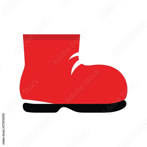 Clown shoe red cartoon fun character footwear novelty costume element graphic isolated on white background