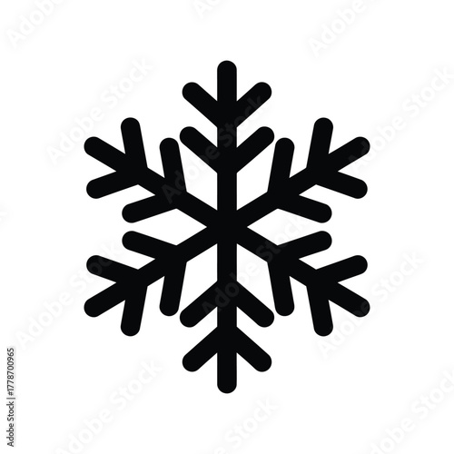 Geometric snowflake icon winter cold weather frost crystal symbol isolated clean design isolated on white background