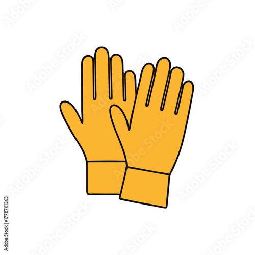 Yellow safety gloves isolated on a transparent background  