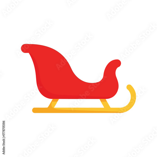 Classic red christmas sleigh festive holiday transportation icon vector illustration isolated on white background