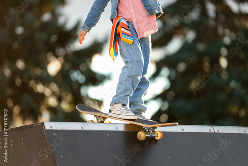 Cool little boy riding skat...
