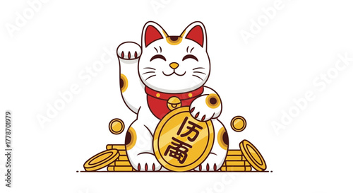 Charming Maneki Neko Cat Symbolizing Good Fortune and Prosperity.