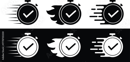 Fast time icon vector simple design, speed time vector icons set isolated on a white background vector illustration