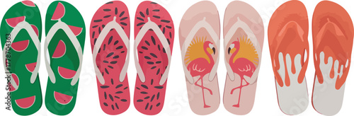 Assorted flip flops with summer designs