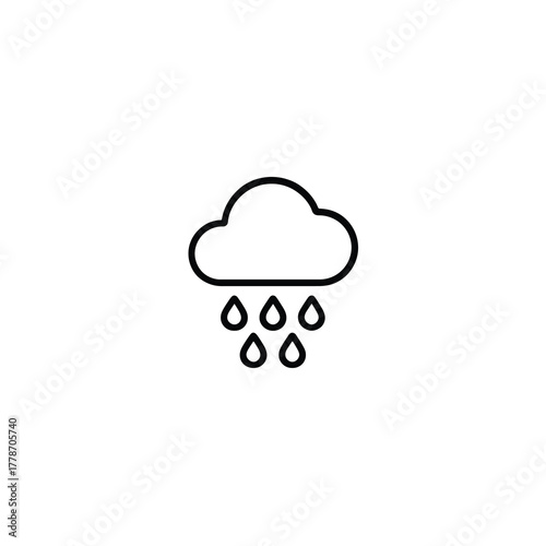Heavy Rain And Cloud Monoline Icon