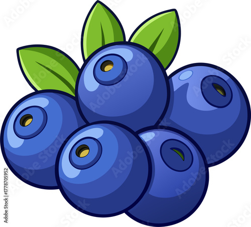 Blueberry Vector Illustration | Fresh Berry Clipart | Organic Purple Fruit Design