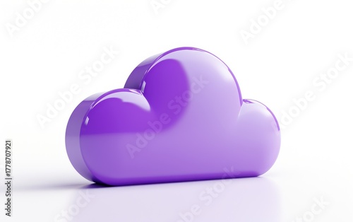 Shiny purple cloud icon is shown against a plain white background.