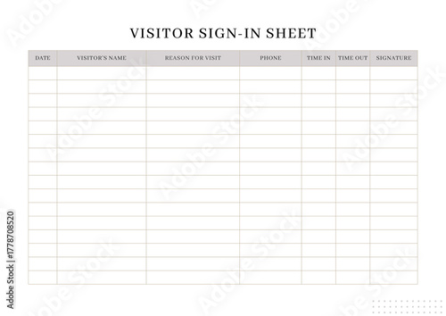 Elegant White Pink Visitor Sign In Sheet - 1
