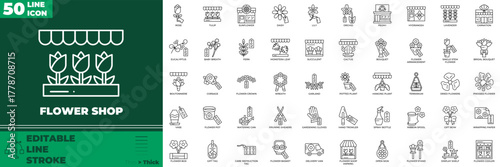 Flower Shop Line Editable Icons set