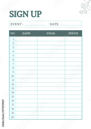 White Minimalist Sign Up Sheet Planner - 1