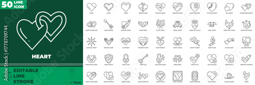 Heart Line Editable Icons set
