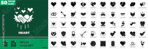 Heart Solid Editable Icons set