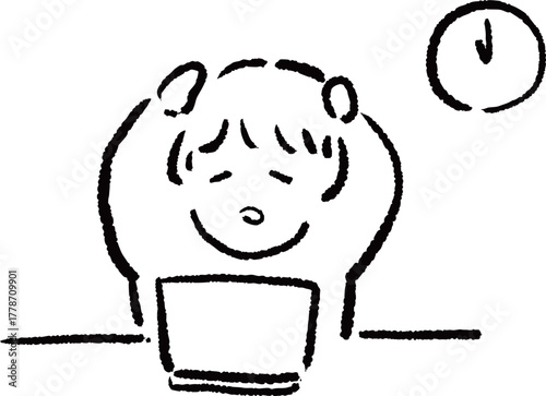残業してしまって困る人のイラスト