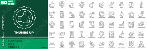 Thumbs Up Line Editable Icons set