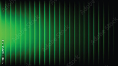 Abstract colorful background with blackish lines, greenish gradient. Ribbed abstract color gradation texture, sphere noise effect. Corrugated background with luminous ridges.