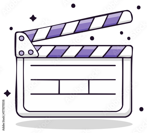 Movie Clapperboard Illustration with Striped Top, Film Industry Icon