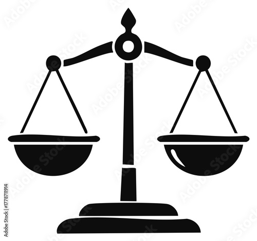 Black Silhouette: Scales of Justice Depicting Fairness and Legal Equilibrium in Law Courts