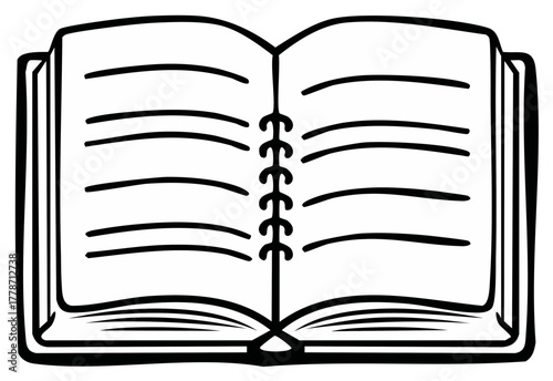 Open Journal Book With Lined Pages And Spiral Binding Simple Illustration