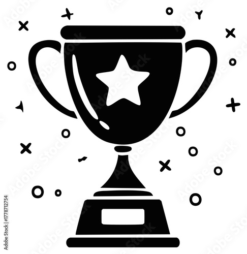 Trophy Cup With Star Icon Illustration Victory Symbol Success Achievement Champion Quality Award Celebration Concept