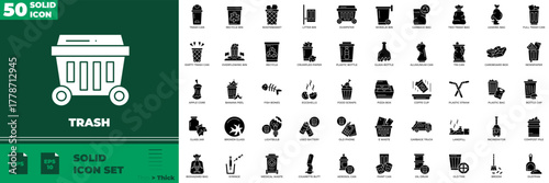 Trash Solid Editable Icons set