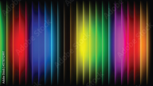 Abstract colorful background with stripes, bright colorful gradient. Ribbed abstract color gradation texture, sphere noise effect. Corrugated background with luminous ridges.