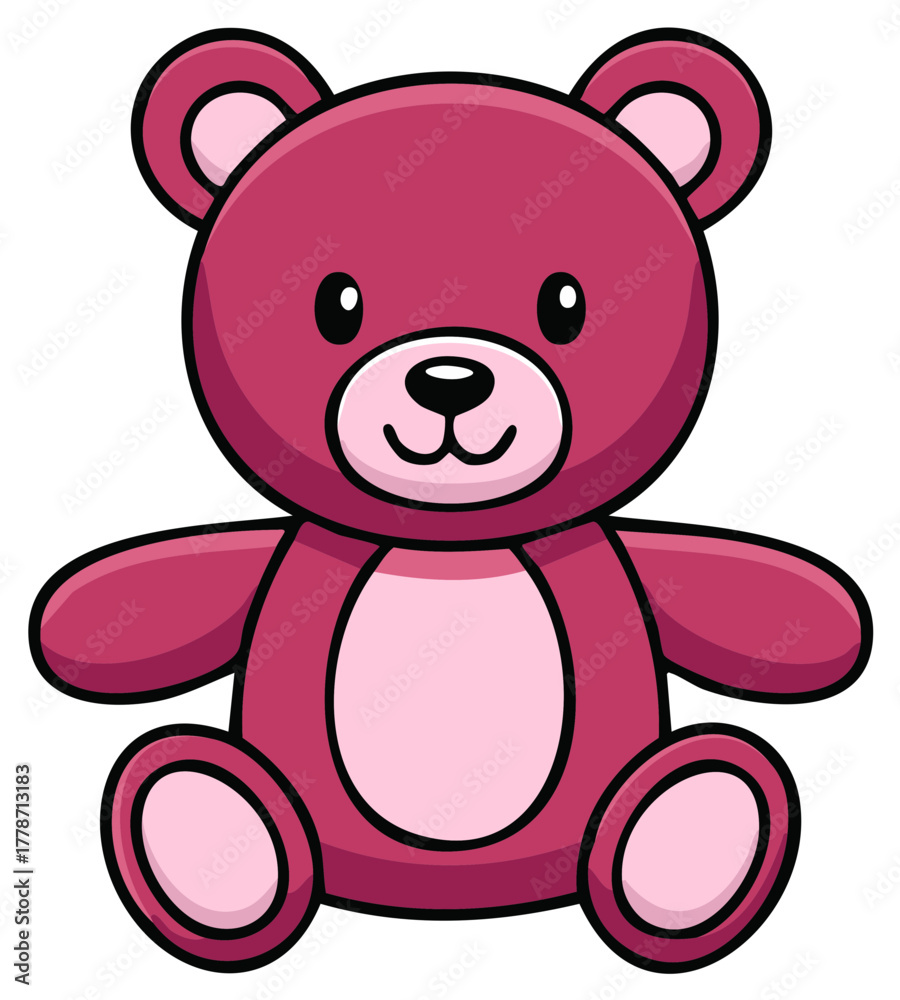 Fototapeta premium Cartoon Teddy Bear with Soft Color Pallette for Children's Design, Isolated