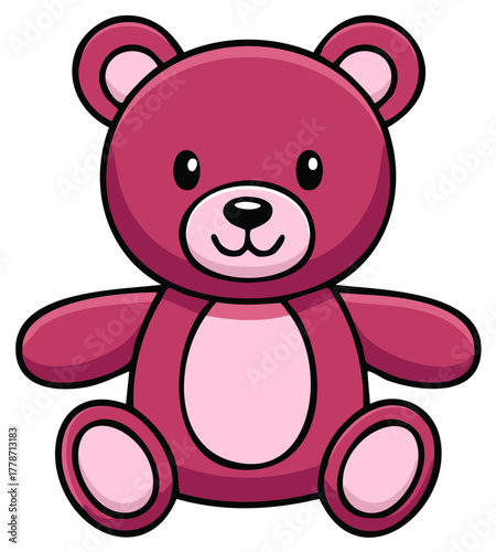 Cartoon Teddy Bear with Soft Color Pallette for Children's Design, Isolated