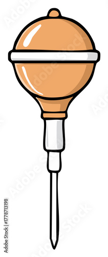 Orange Bulb Syringe Medical Device Cartoon Illustration for Ear Wax Removal or Baby Nasal Aspirator