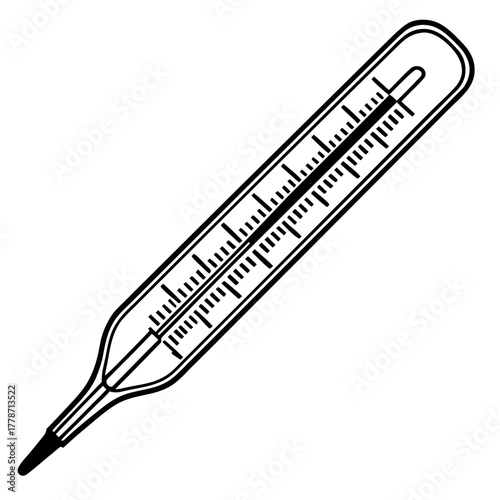 Classic mercury thermometer icon on black background