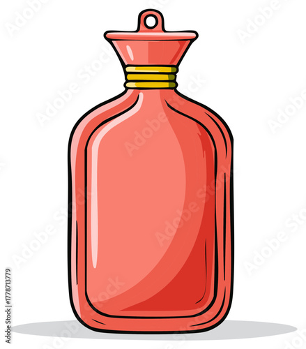 Pink Hot Water Bottle Illustration for Pain Relief and Relaxation Aid