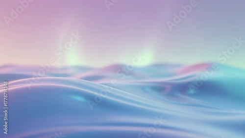 Slow-Motion Animation of Liquid Aurora Waves Forming Abstract Circular Patterns in Soft Pastel Light