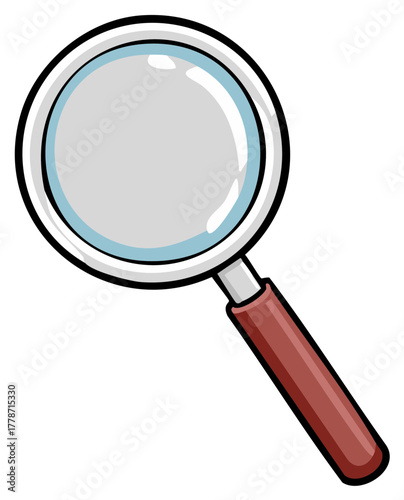 Cartoon Magnifying Glass Illustration, Search Tool, Scientific Instrument, Educational Resource, Investigation Aids, Research, Learning