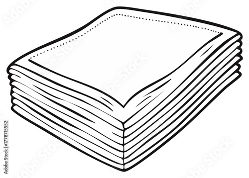 Line art illustration of a stack of paper napkins or cloth napkins