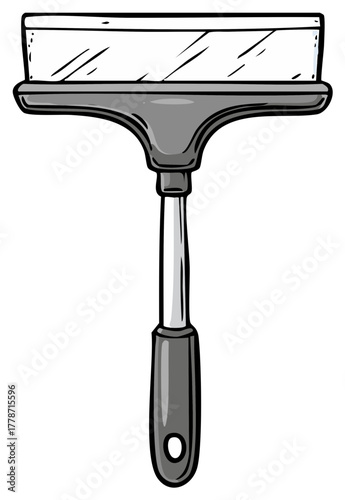 Hand drawn cartoon squeegee window cleaning tool vector illustration