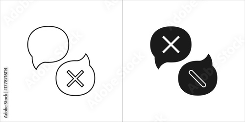 Two icons representing a crossedout message, line and filled