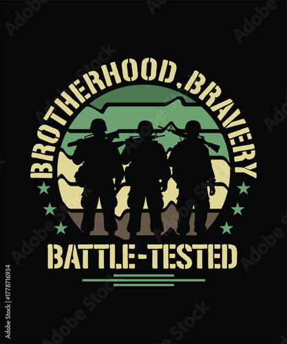 Veteran brotherhood battle ready typography design