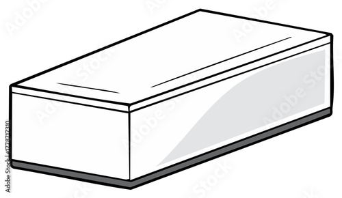 Rectangular Box, Illustration of Simple Cardboard Container, Packaging Object for Storage or Delivery, Angled View