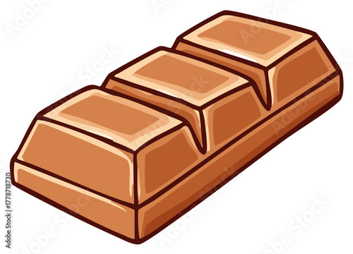 Stylized Illustration of a Milk Chocolate Bar with Three Segments