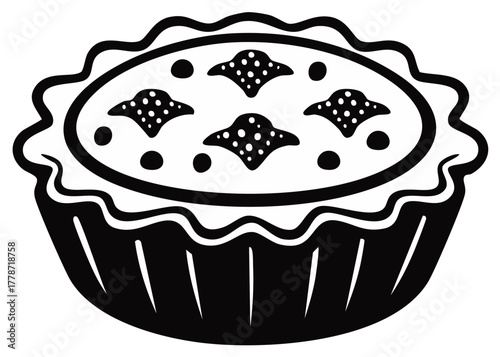 Hand drawn decorative pie with pastry crust and berry filling illustration