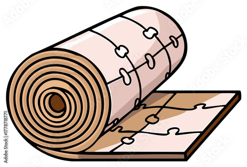 Rolled Puzzle Completion Solving Concept Cartoon Illustration