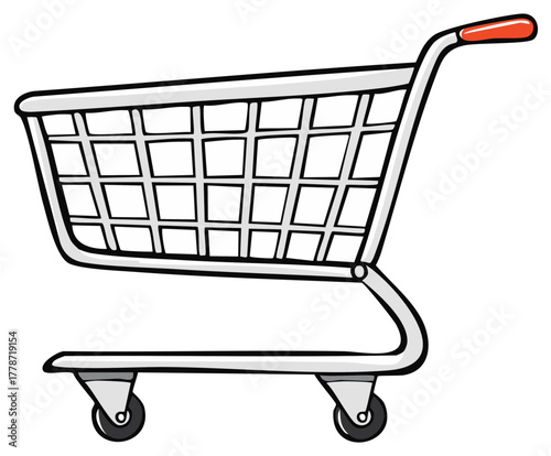 Empty Shopping Cart Illustration Ready for Retail Grocery Purchases and Store Trips